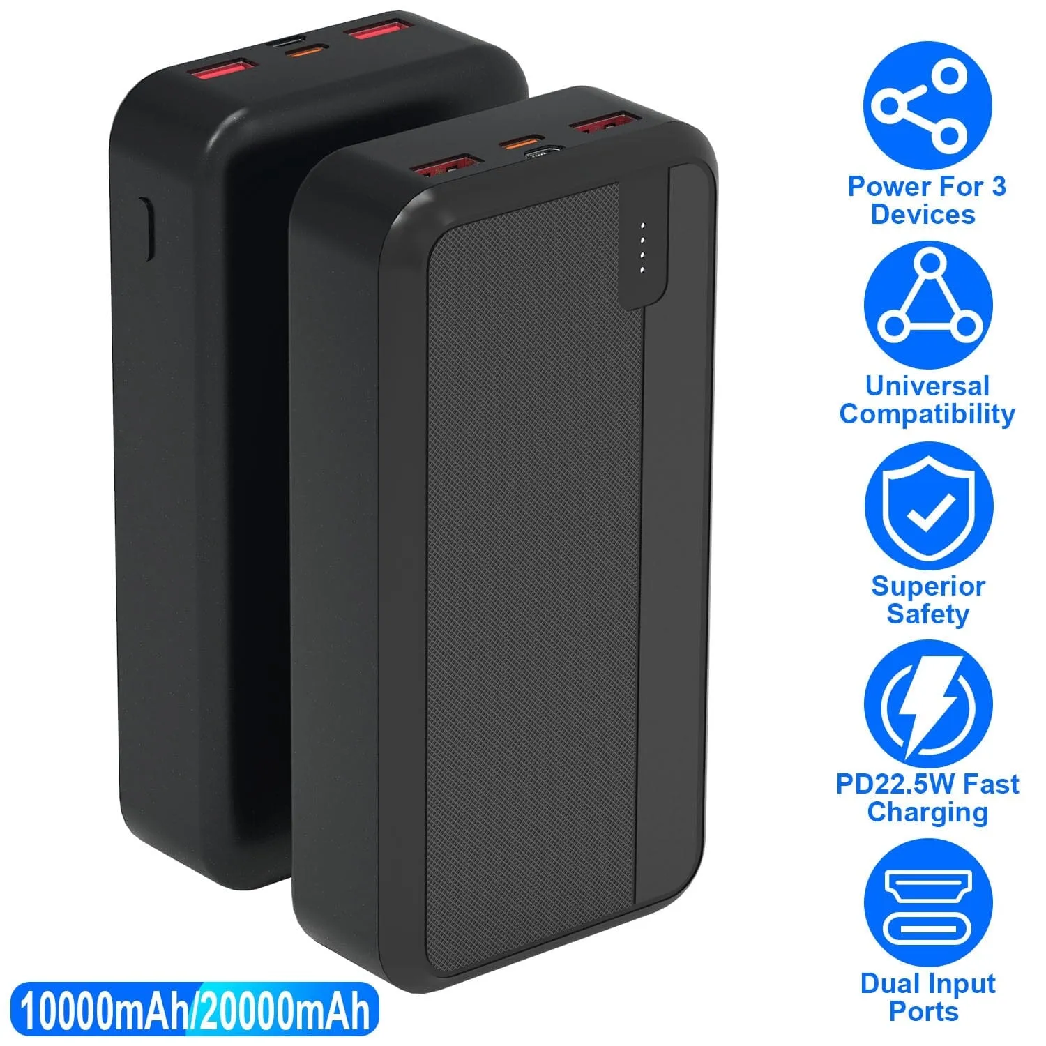 10000mAh or 20000mAh PD22.5W Fast Charging Portable Power Bank