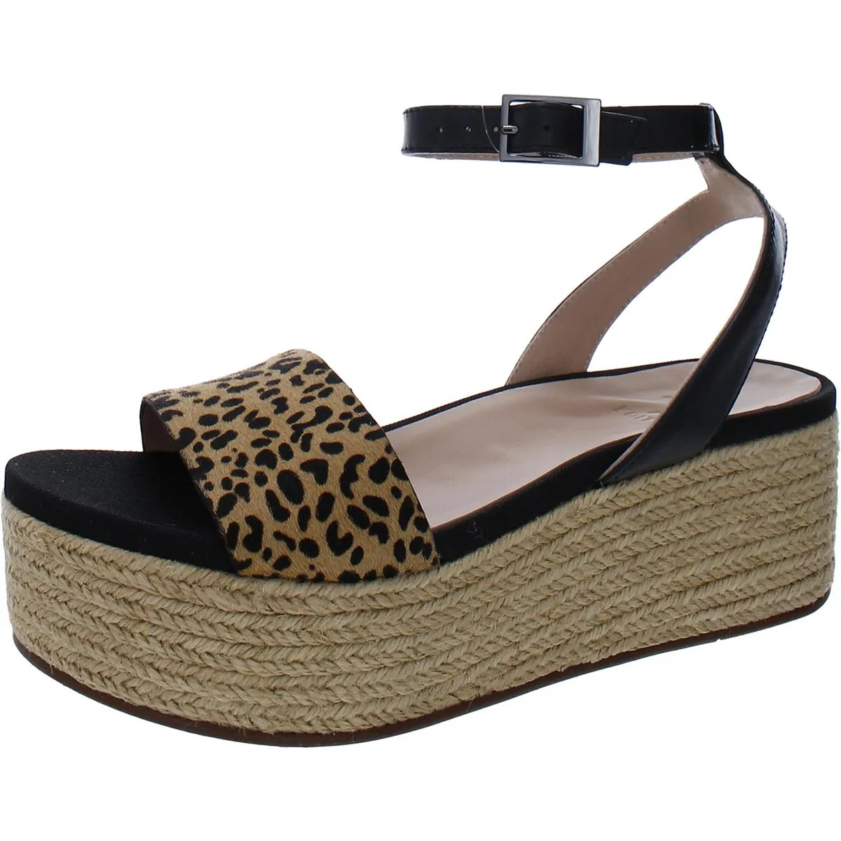 27 Edit Womens Jamari 2 Calf Hair Animal Print Platform Sandals