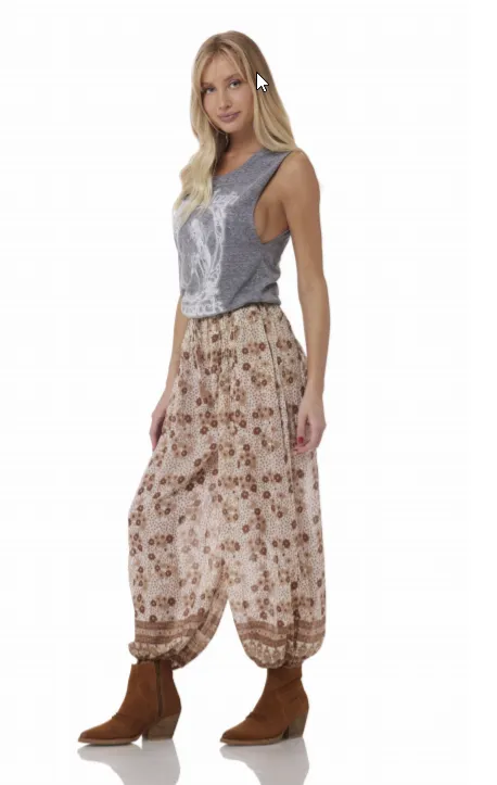 Anna Printed Harem Pants Camel