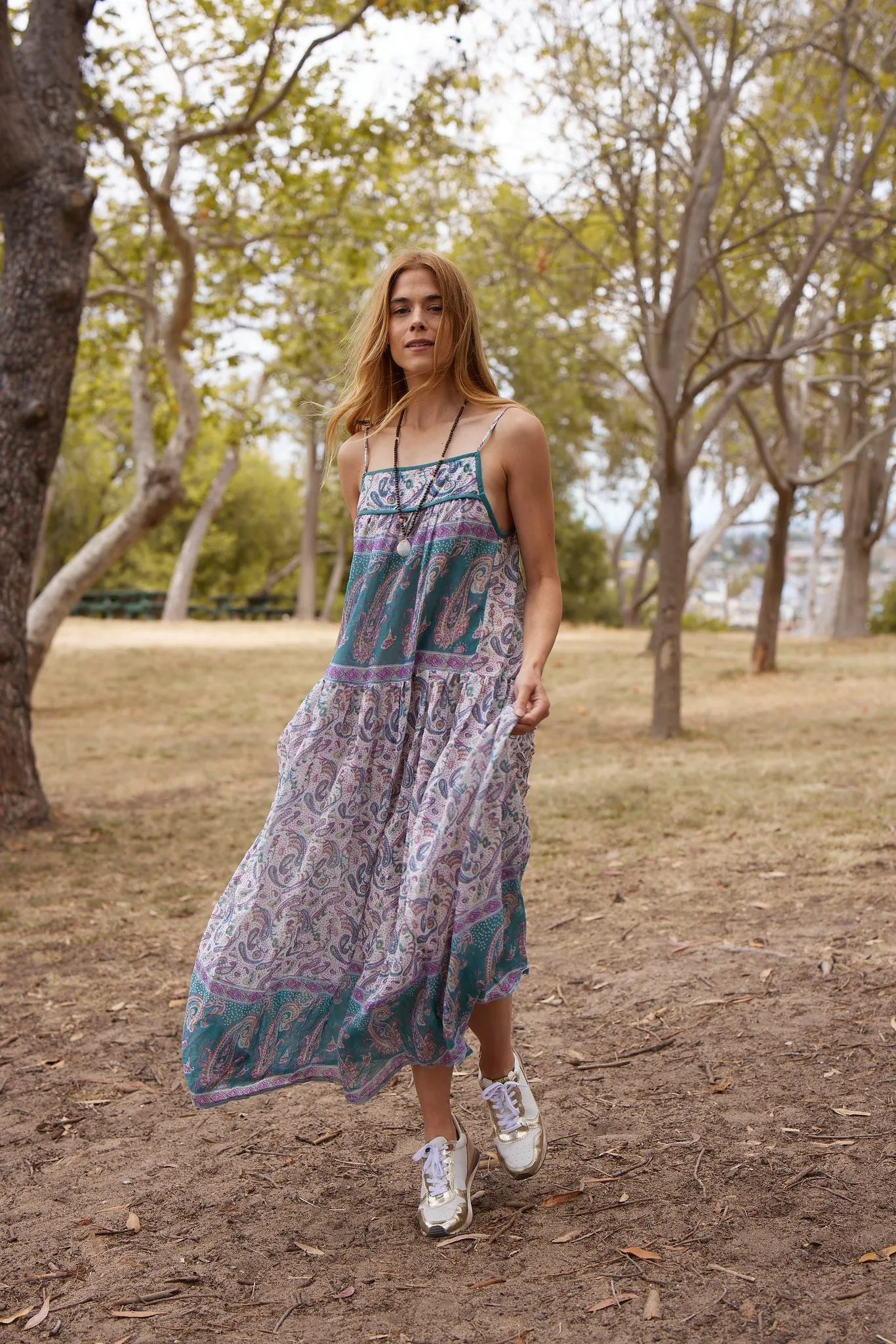 Betsy Printed Maxi Dress Teal