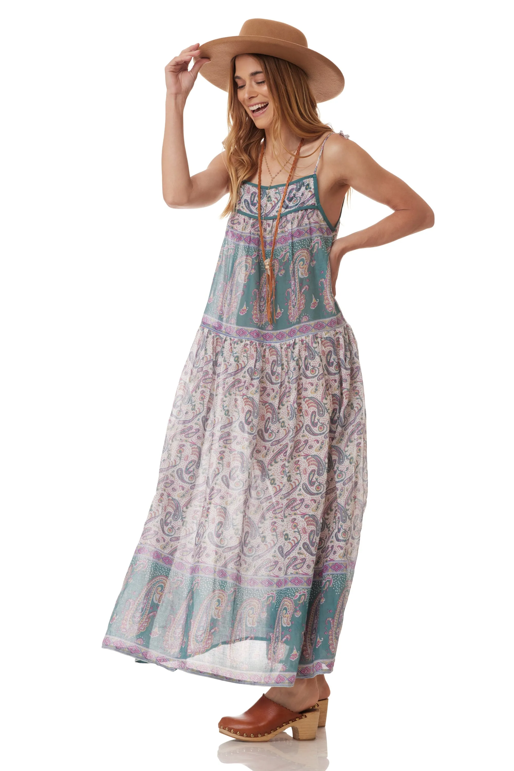 Betsy Printed Maxi Dress Teal