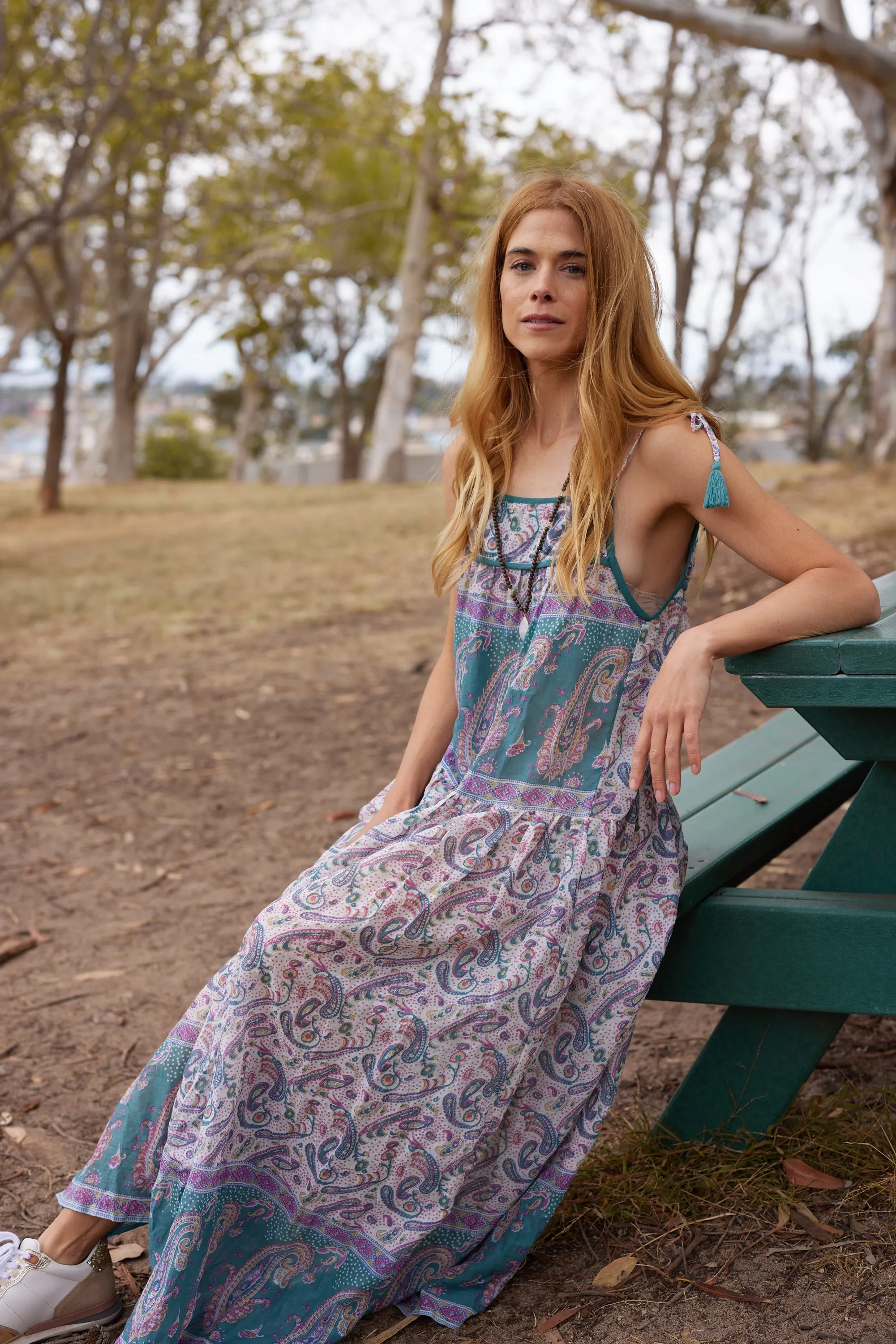 Betsy Printed Maxi Dress Teal