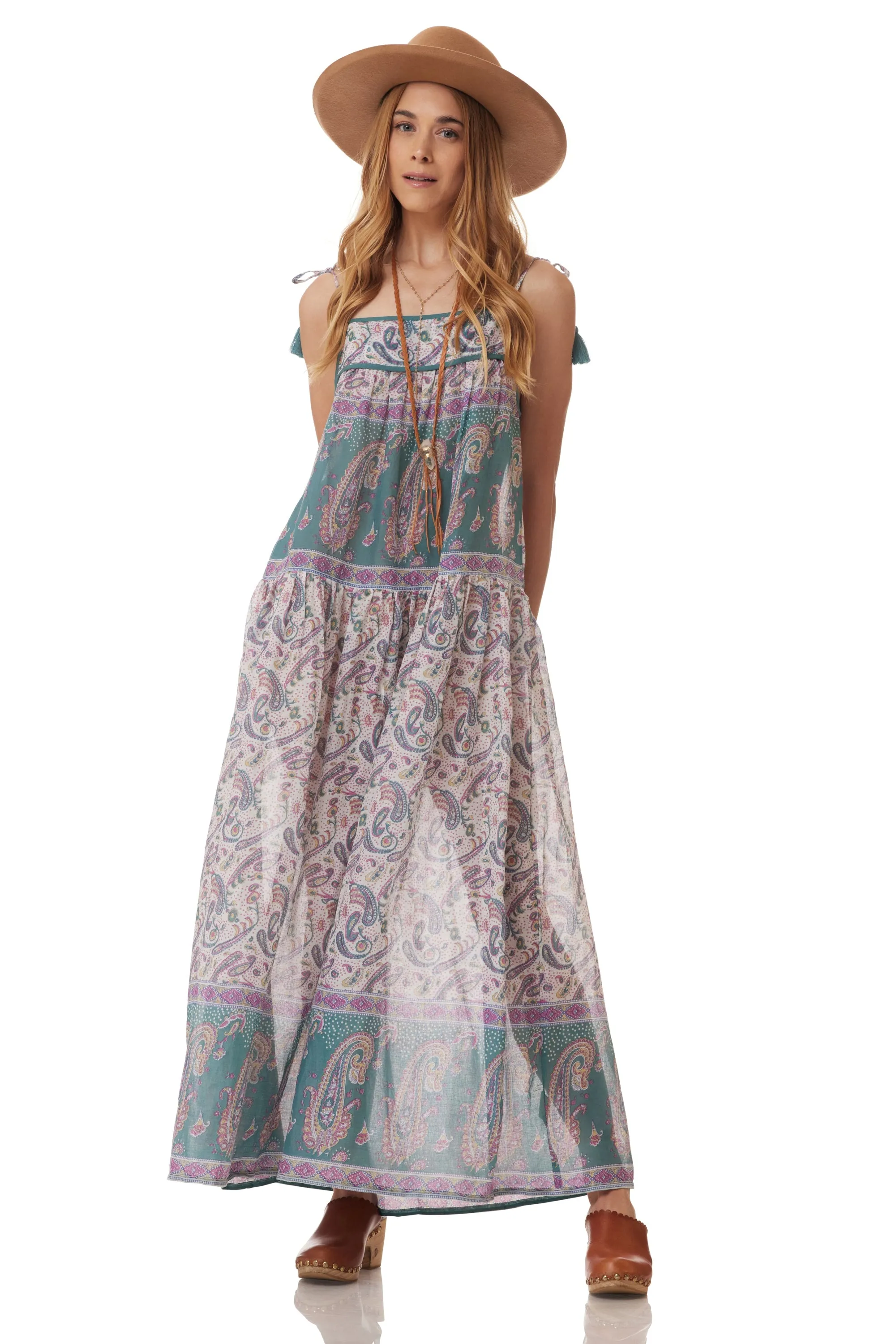 Betsy Printed Maxi Dress Teal