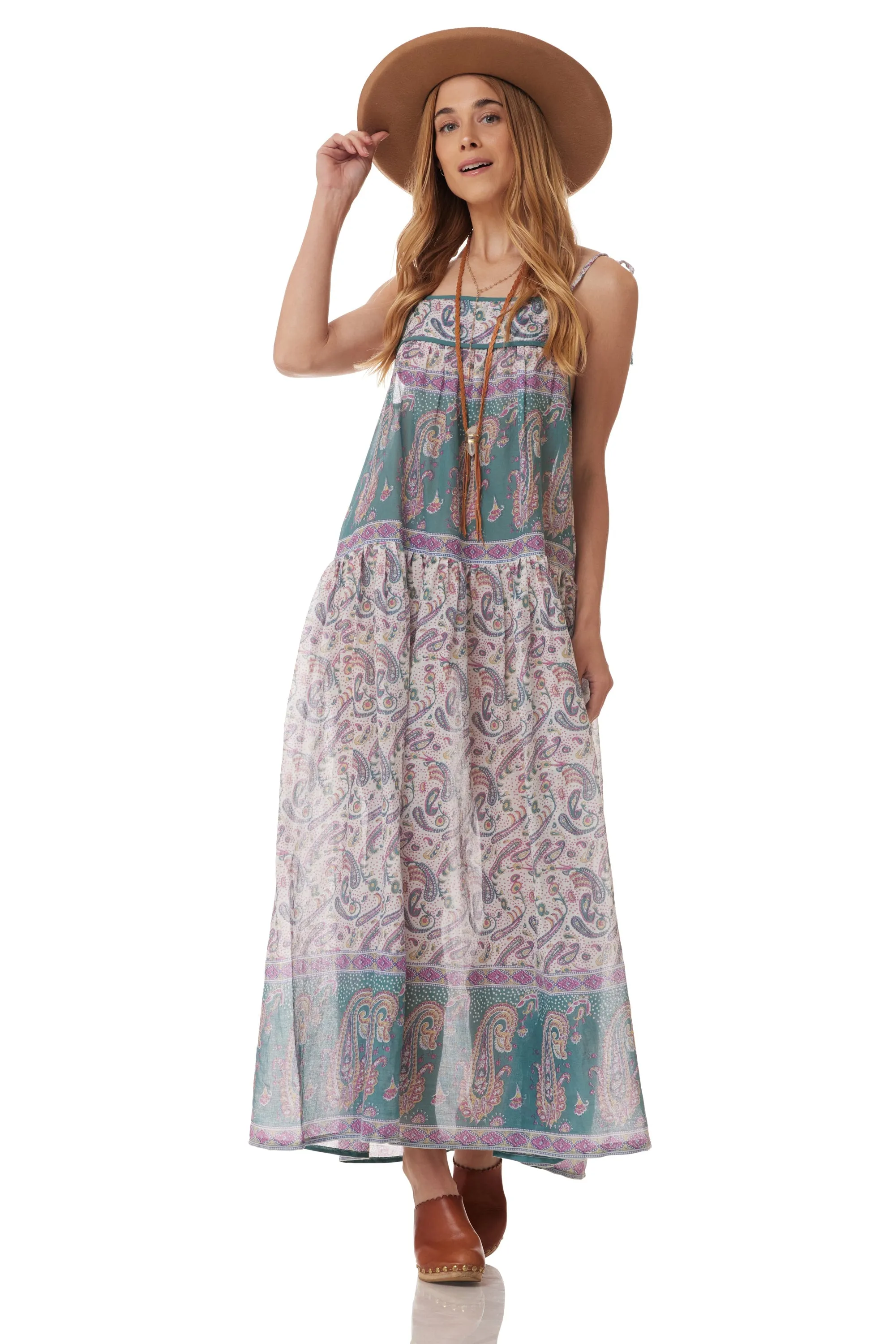 Betsy Printed Maxi Dress Teal