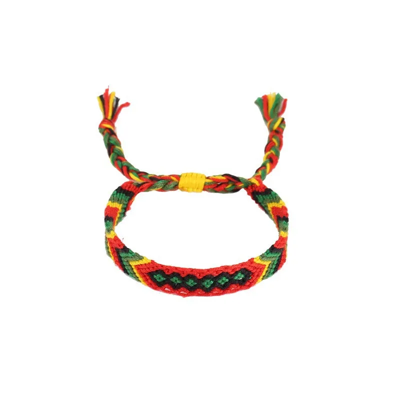 BohemianStyle Colored Cotton Thread Hand-Woven Hand Rope Retro Hit Color Ethnic Style Friendship Colorful Bracelet Bracelet