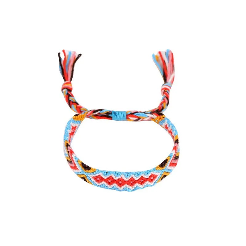 BohemianStyle Colored Cotton Thread Hand-Woven Hand Rope Retro Hit Color Ethnic Style Friendship Colorful Bracelet Bracelet