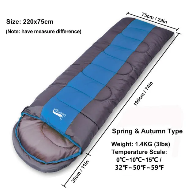 Desert&Fox Camping Lightweight 4 Season Warm & Cold Envelope Sleeping Bag for Outdoor Traveling Hiking