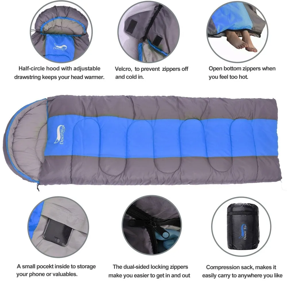 Desert&Fox Camping Lightweight 4 Season Warm & Cold Envelope Sleeping Bag for Outdoor Traveling Hiking