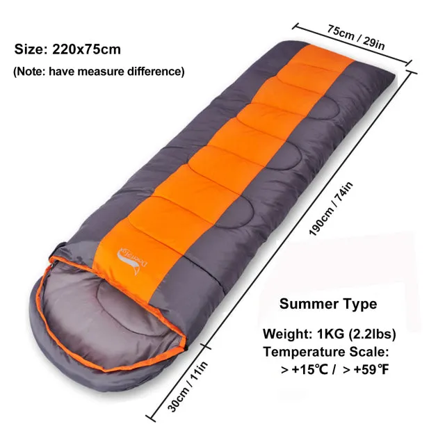 Desert&Fox Camping Lightweight 4 Season Warm & Cold Envelope Sleeping Bag for Outdoor Traveling Hiking