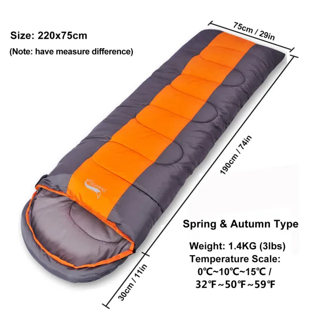 Desert&Fox Camping Lightweight 4 Season Warm & Cold Envelope Sleeping Bag for Outdoor Traveling Hiking