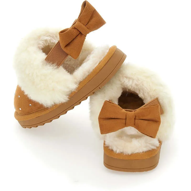 Girls Brown Fluffy Shoes