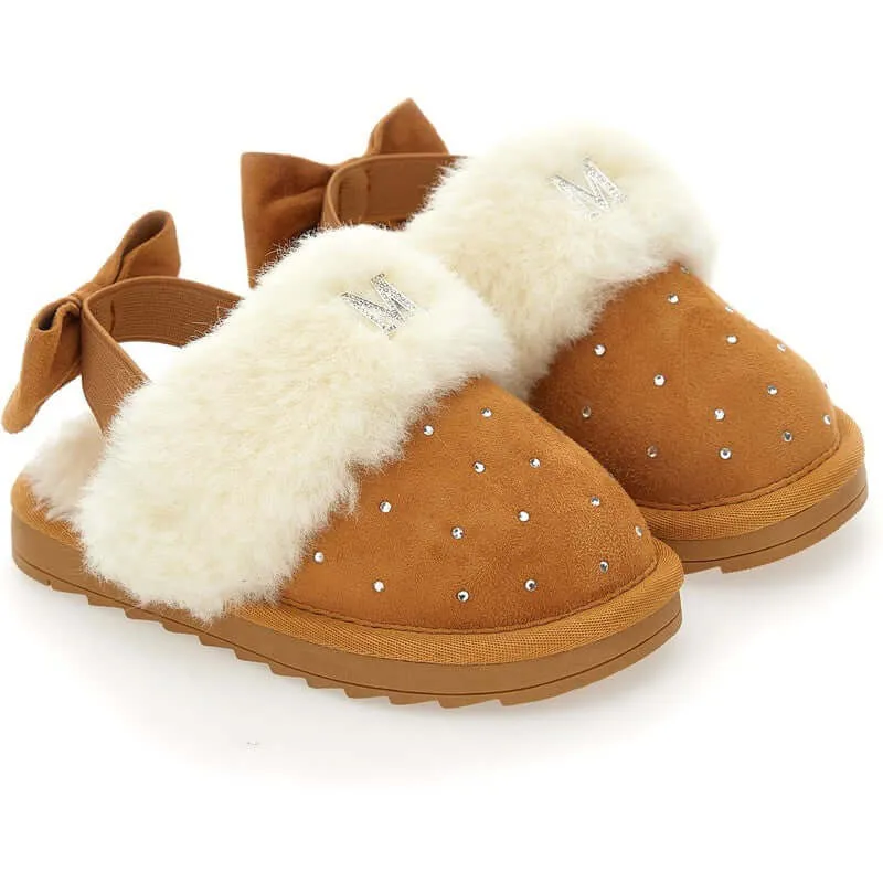 Girls Brown Fluffy Shoes