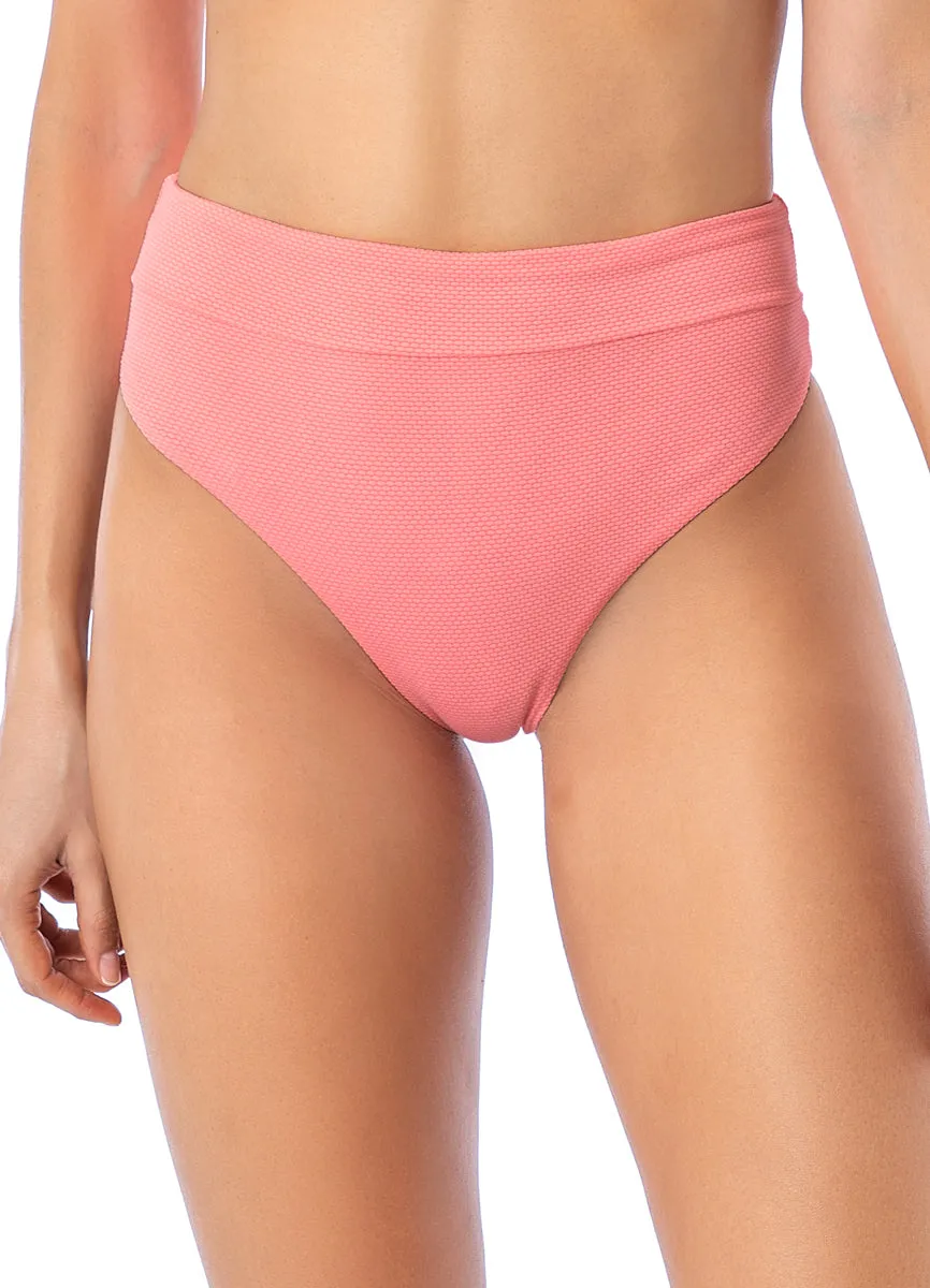 Maaji Coral Salmon Suzy Q High Rise/High Leg Bikini Bottom