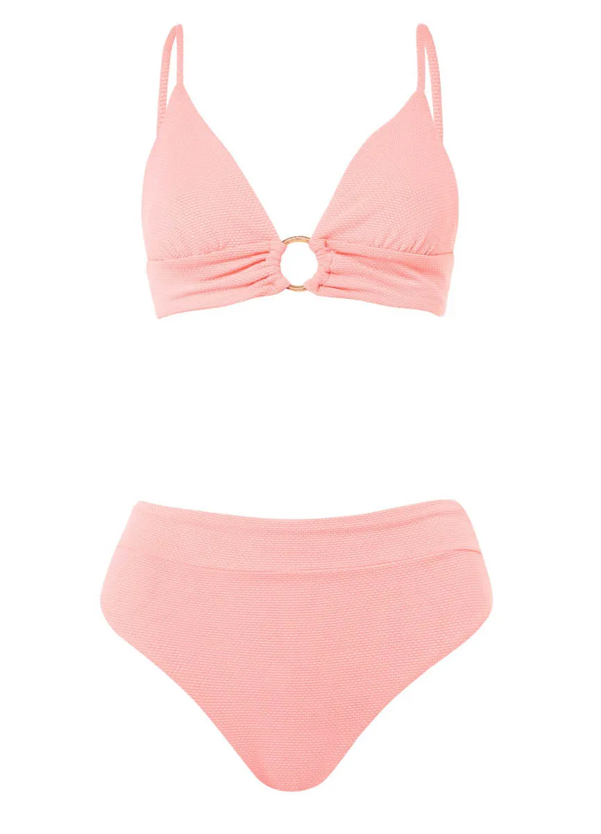 Maaji Coral Salmon Suzy Q High Rise/High Leg Bikini Bottom