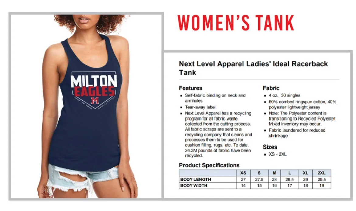 Milton Junior Lady Eagles Softball Spirit Wear