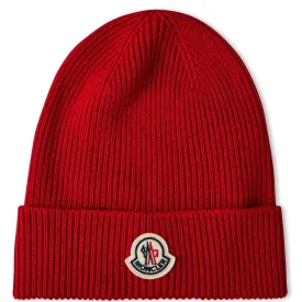 Moncler Brand Patch Ribbed Knit Beanie