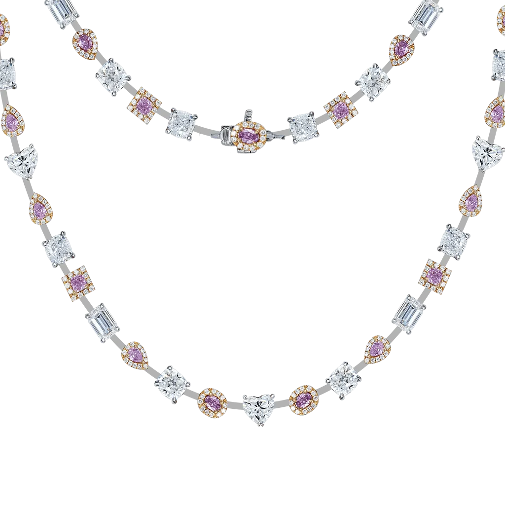 Pink & White Diamond Necklace