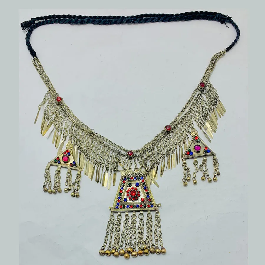 Silver Kuchi Belly Belt With Dangling Pendants