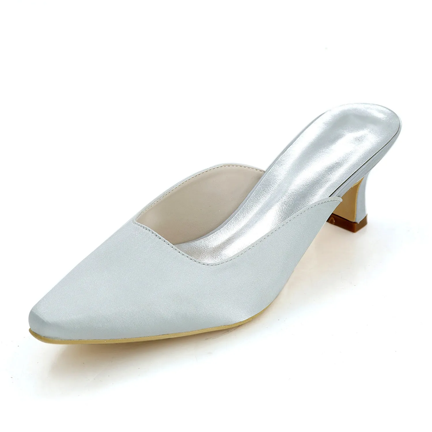 Women's Satin Chunky Heel Closed Toe With Others Wedding Shoes Bridal Shoes